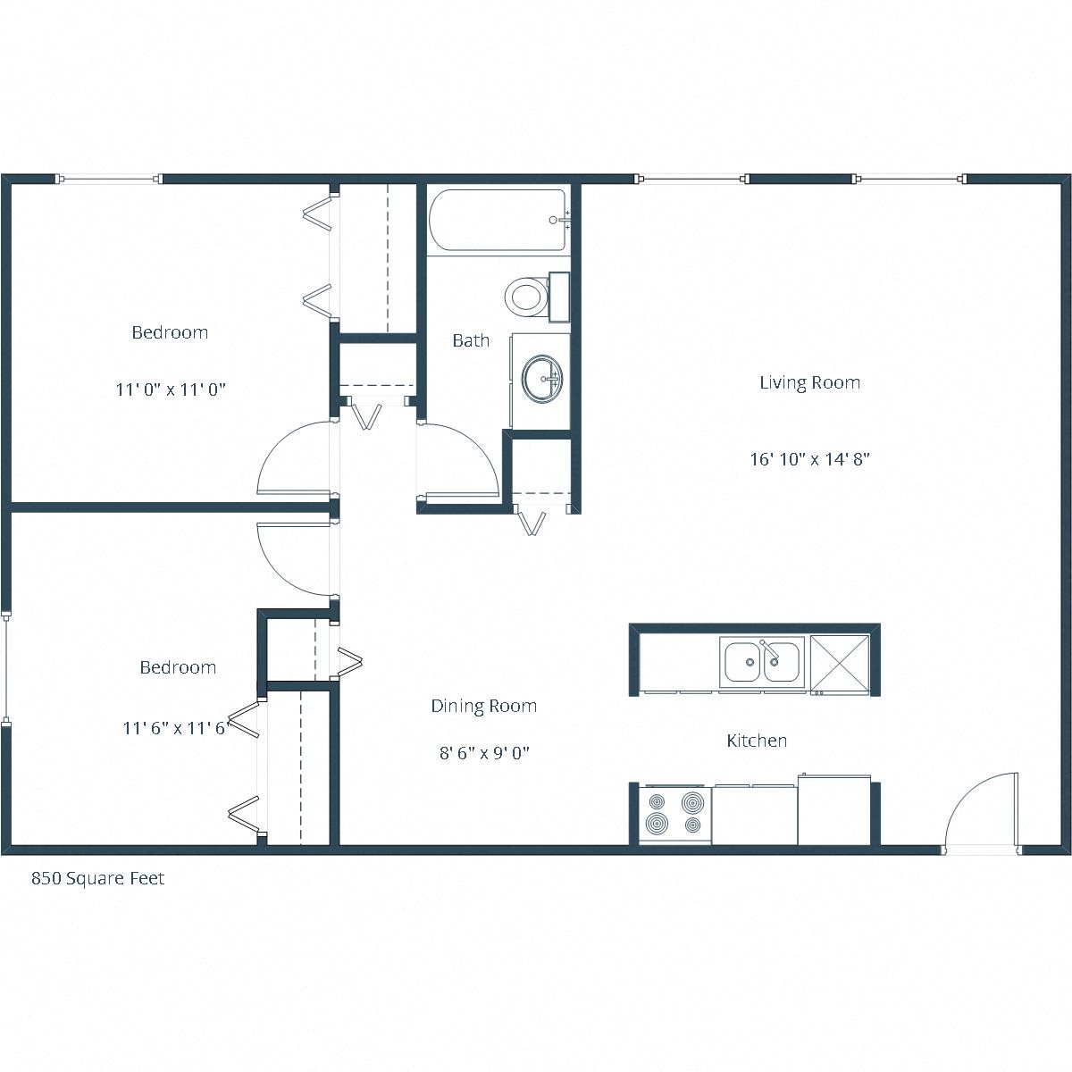 Essex Apartments | Two Bedroom Floor Plan Essex Apartments | Two Bedroom Floor Plan