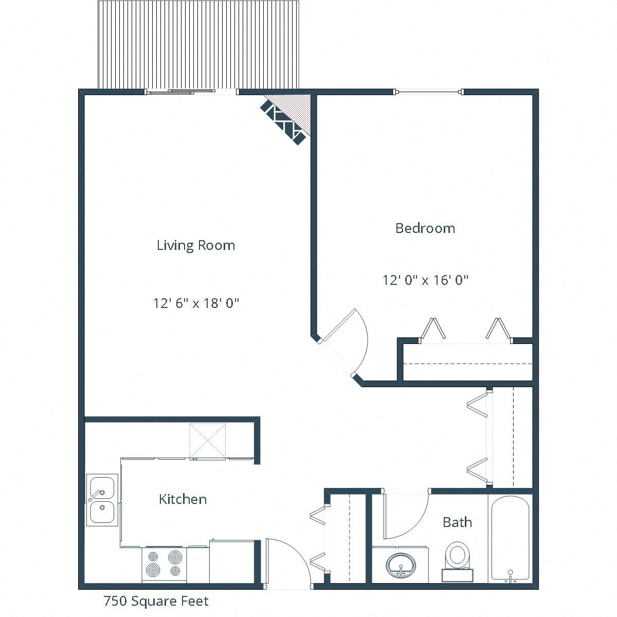 Galleria Apartments | One Bedroom Floor Plan Galleria Apartments | One Bedroom Floor Plan
