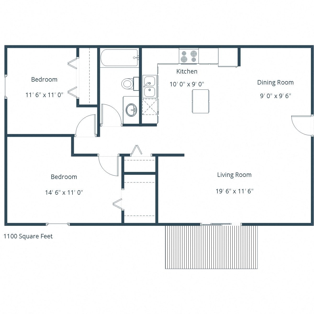 Hunters Run I Apartments | Two Bedroom Floor Plan Hunters Run I Apartments | Two Bedroom Floor Plan