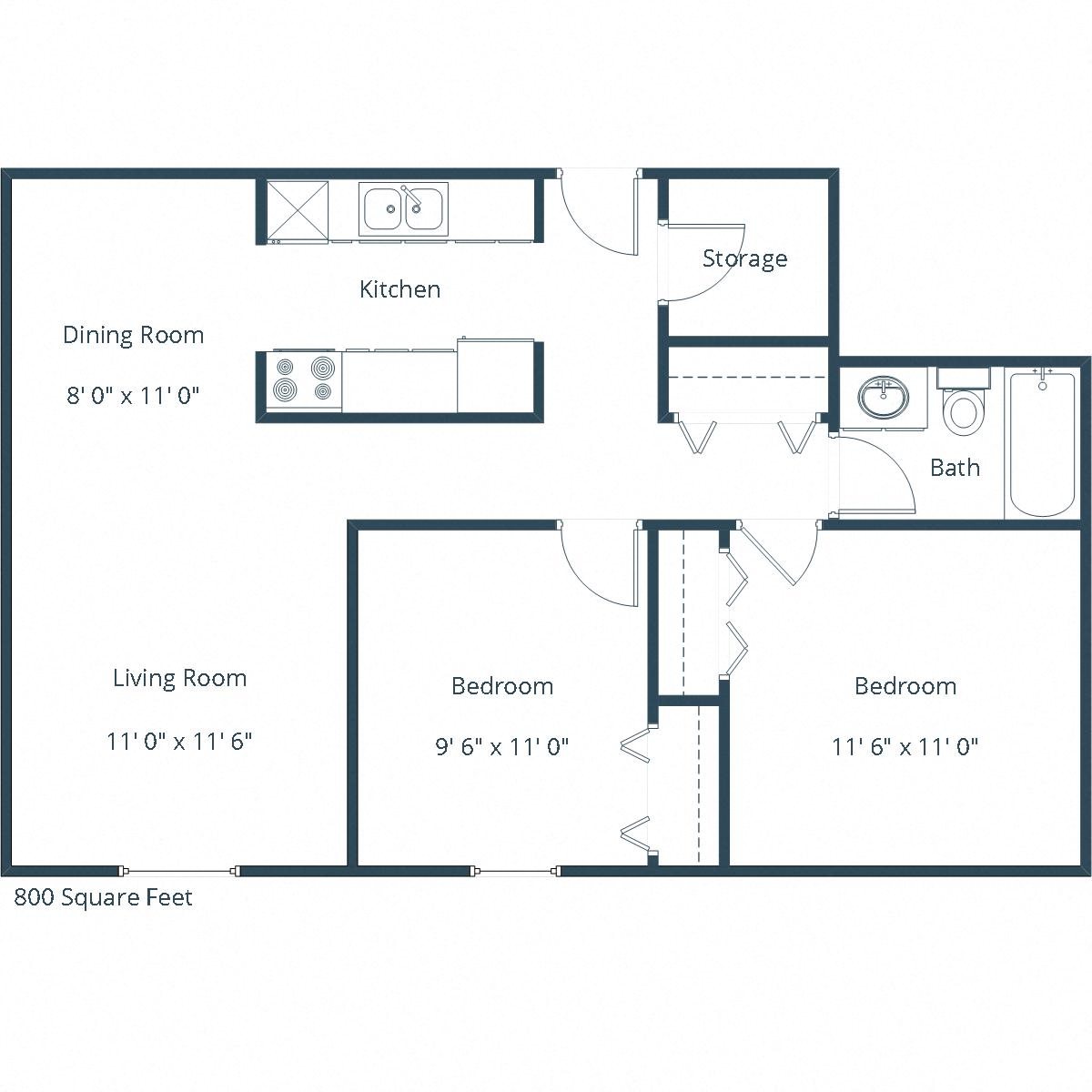 Parkwood Apartments | Two Bedroom Floor Plan A Parkwood Apartments | Two Bedroom Floor Plan A