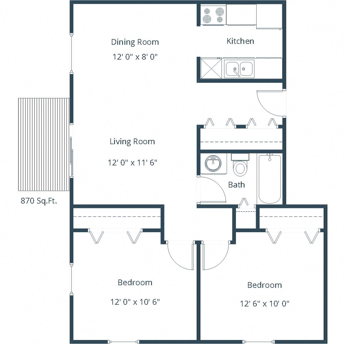 Parkwood Apartments | Two Bedroom Floor Plan B Parkwood Apartments | Two Bedroom Floor Plan B