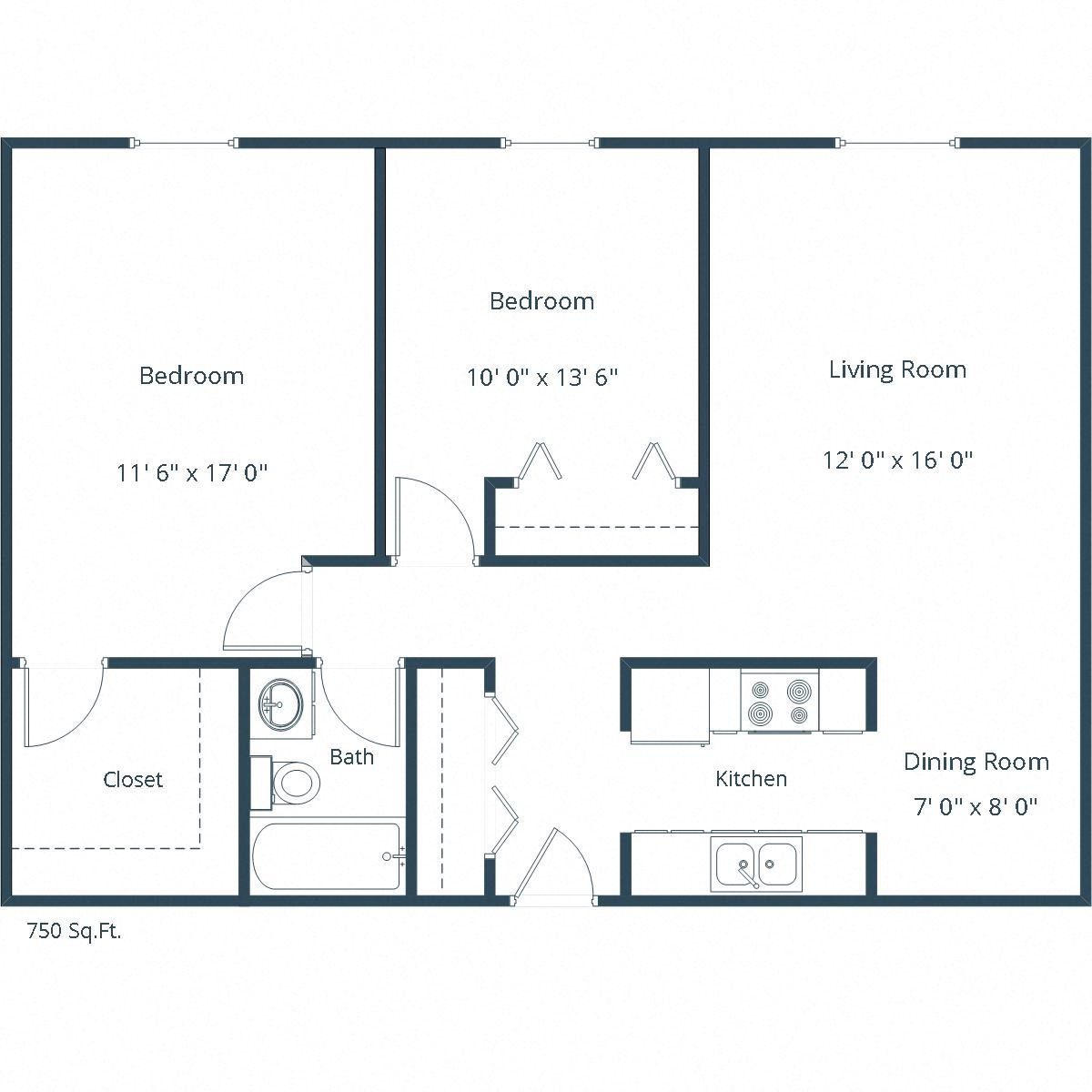 Westwind Apartments | Two Bedroom Floor Plan Westwind Apartments | Two Bedroom Floor Plan