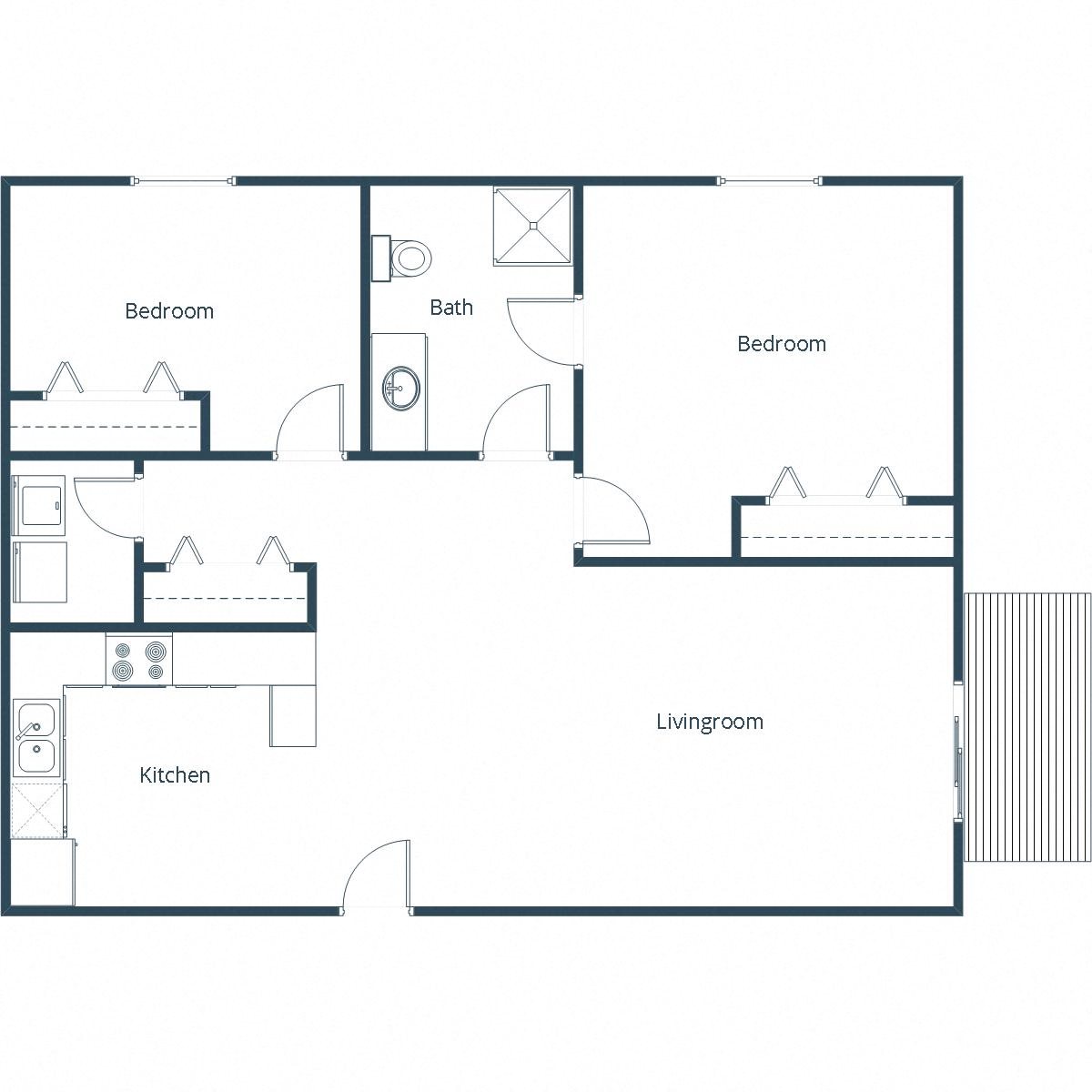 Crown Court 2 Apartments | Two Bedroom Floor Plan Crown Court 2 Apartments | Two Bedroom Floor Plan