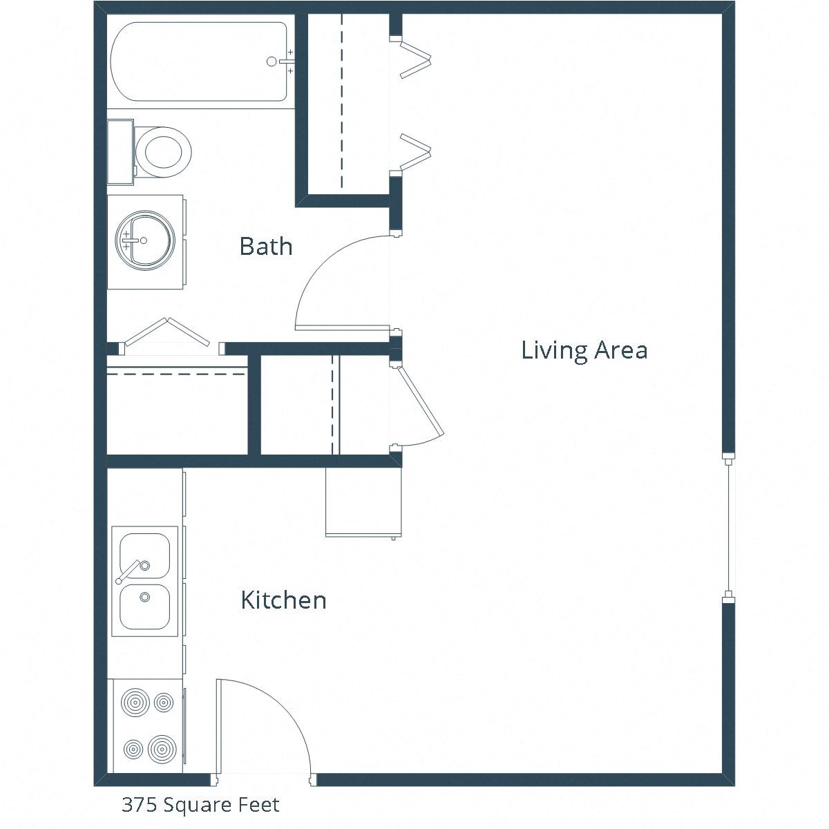 Luxford Court Apartments | Efficiency Floor Plan Luxford Court Apartments | Efficiency Floor Plan