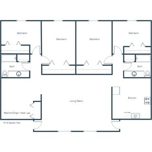 Parkwest Gardens Apartments | Four Bedroom Floor Plan