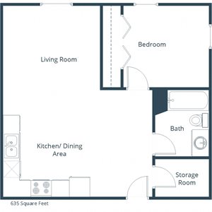 Prairie Park Apartments | One Bedroom Floor Plan