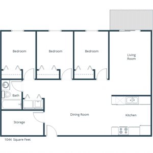 Prairie Park Apartments | Three Bedroom Floor Plan A