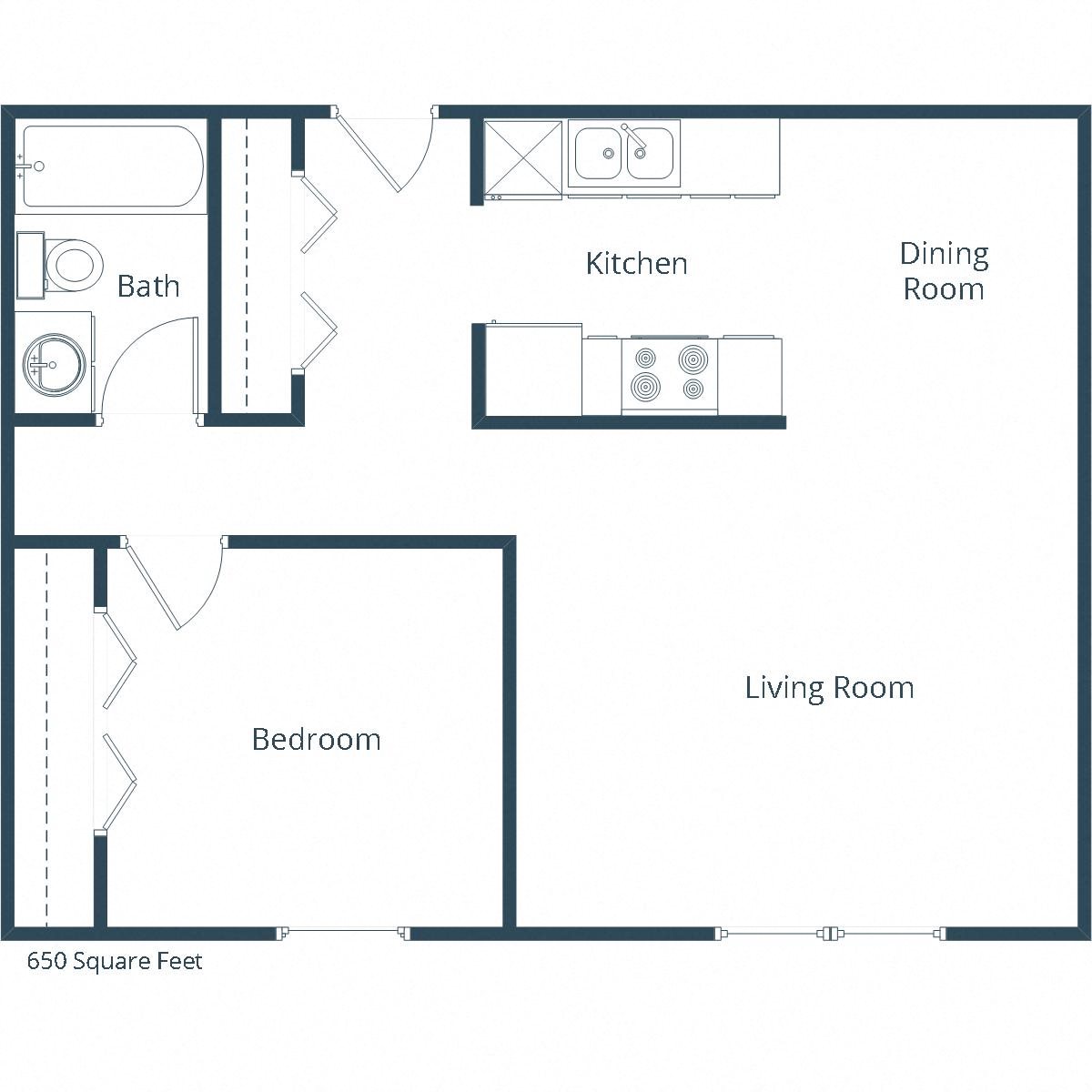 Carr Apartments | One Bedroom Floor Plan Carr Apartments | One Bedroom Floor Plan