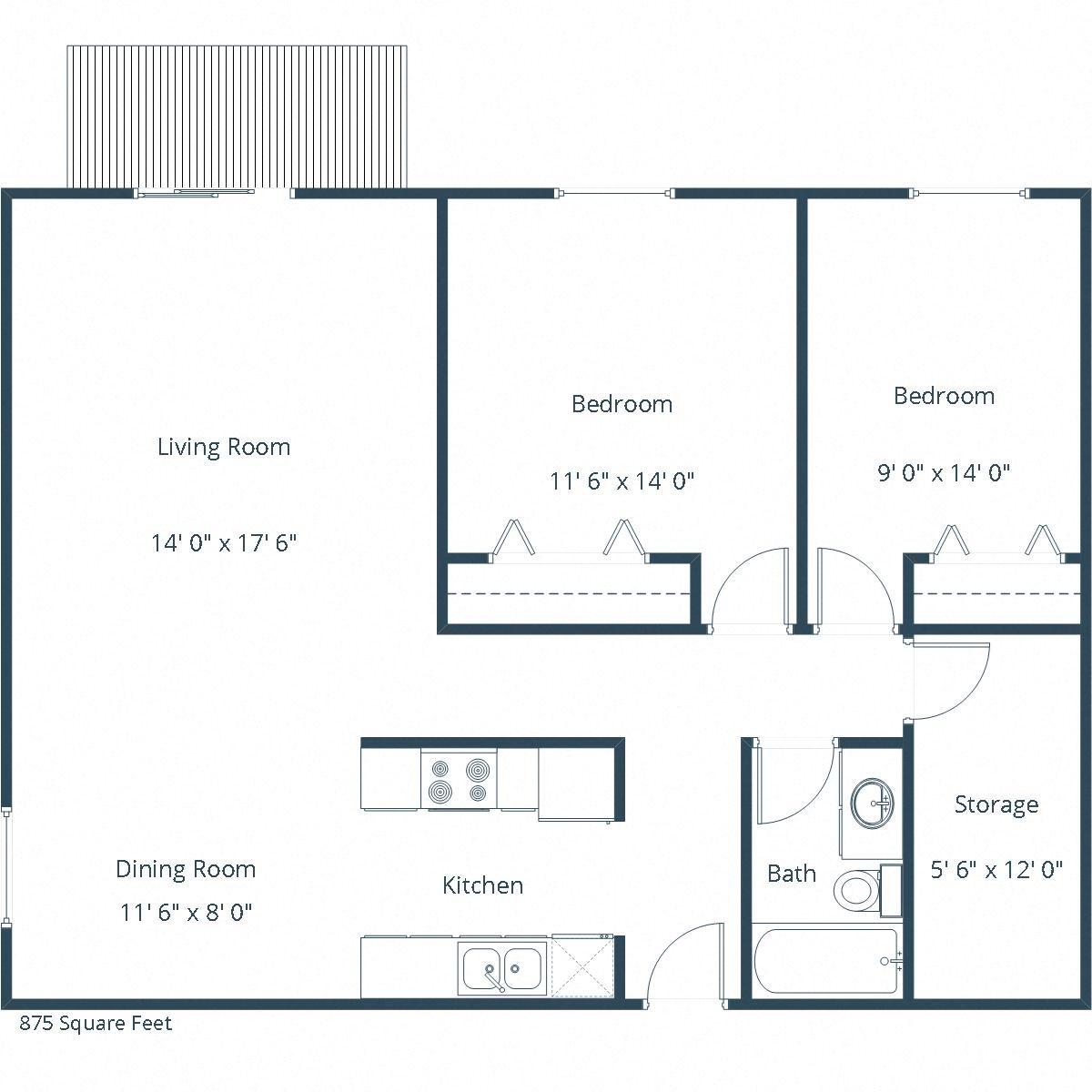 Emerald Apartments | Two Bedroom Floor Plan A Emerald Apartments | Two Bedroom Floor Plan A