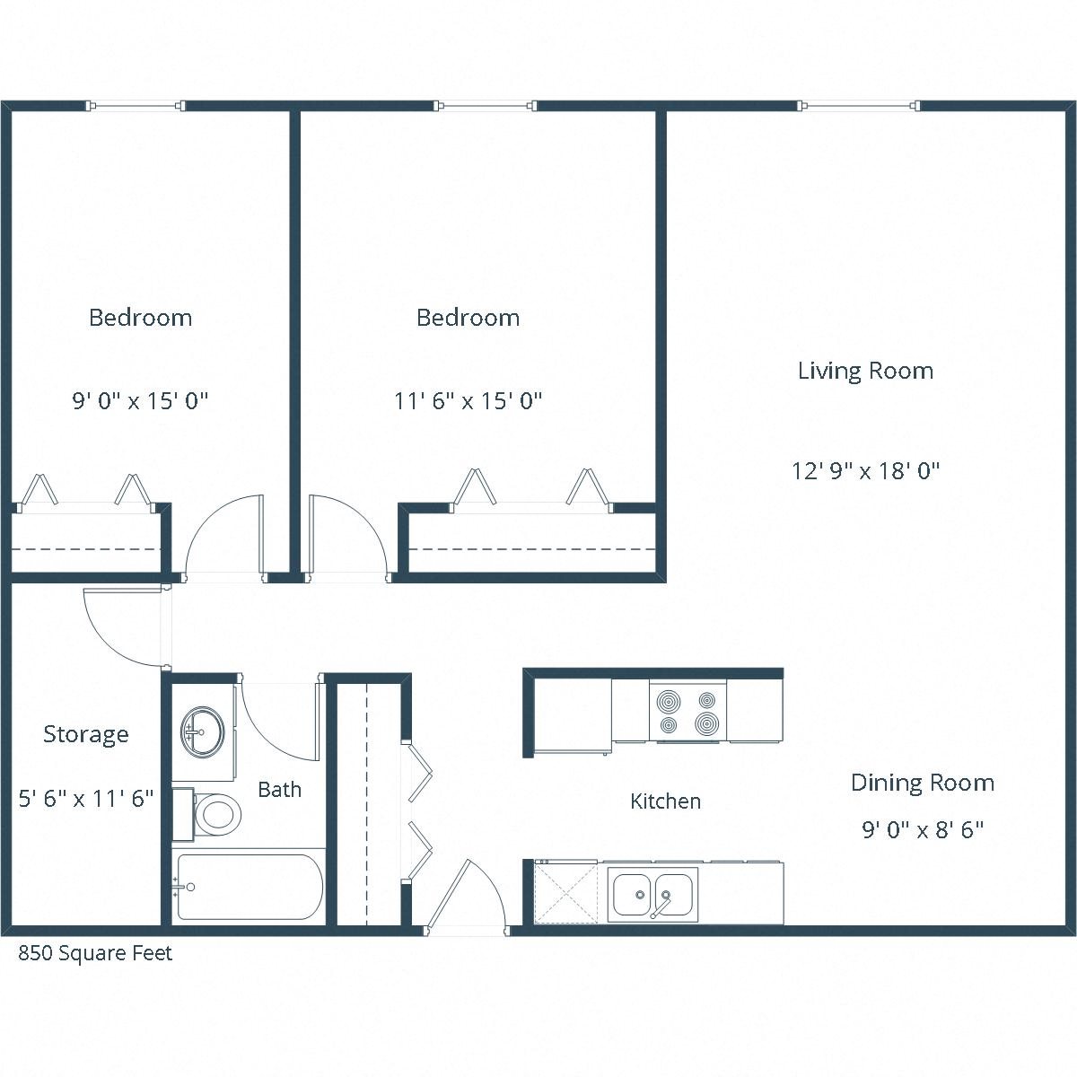Emerald Apartments | Two Bedroom Floor Plan B Emerald Apartments | Two Bedroom Floor Plan B