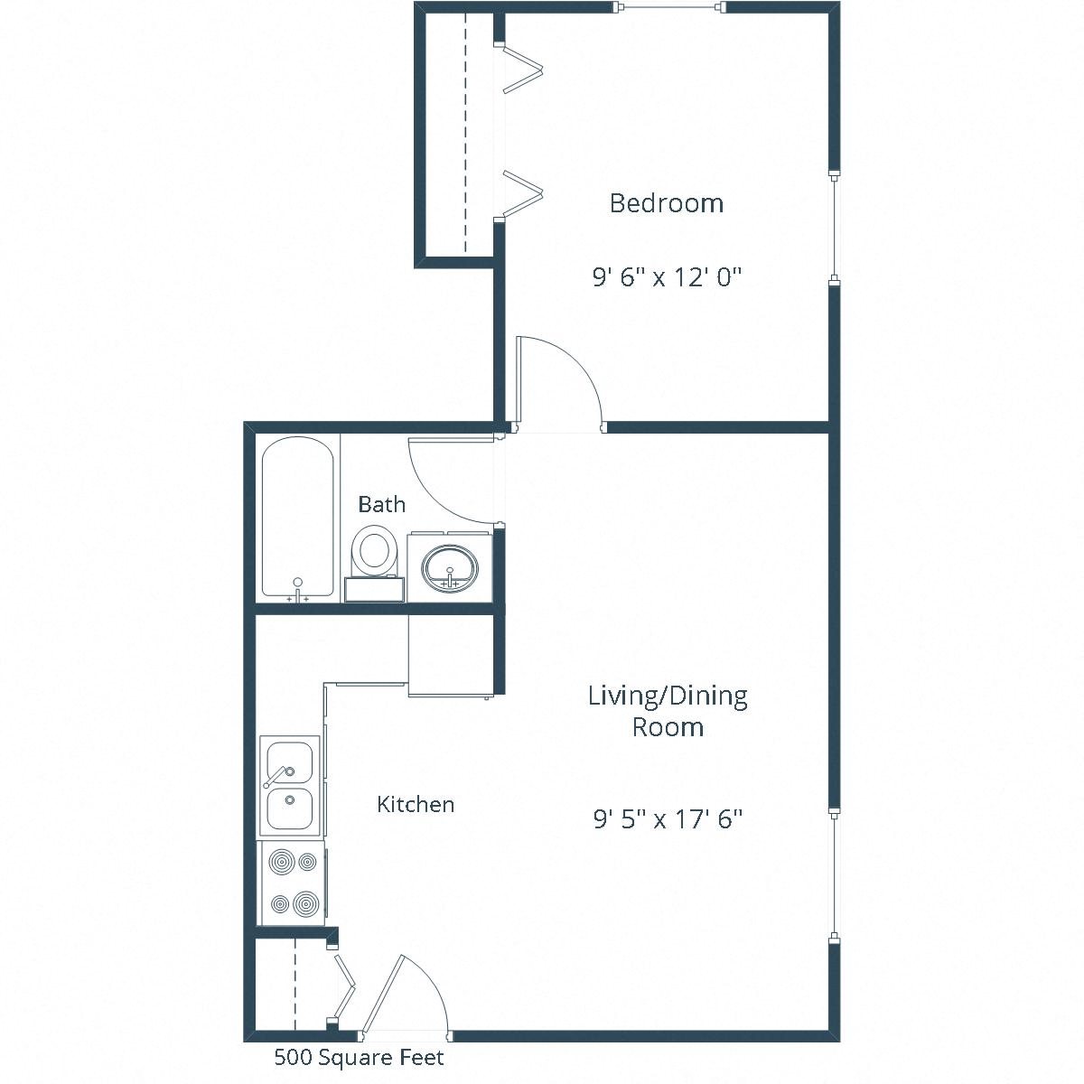 Forest Avenue Apartments | One Bedroom Floor Plan A Forest Avenue Apartments | One Bedroom Floor Plan A