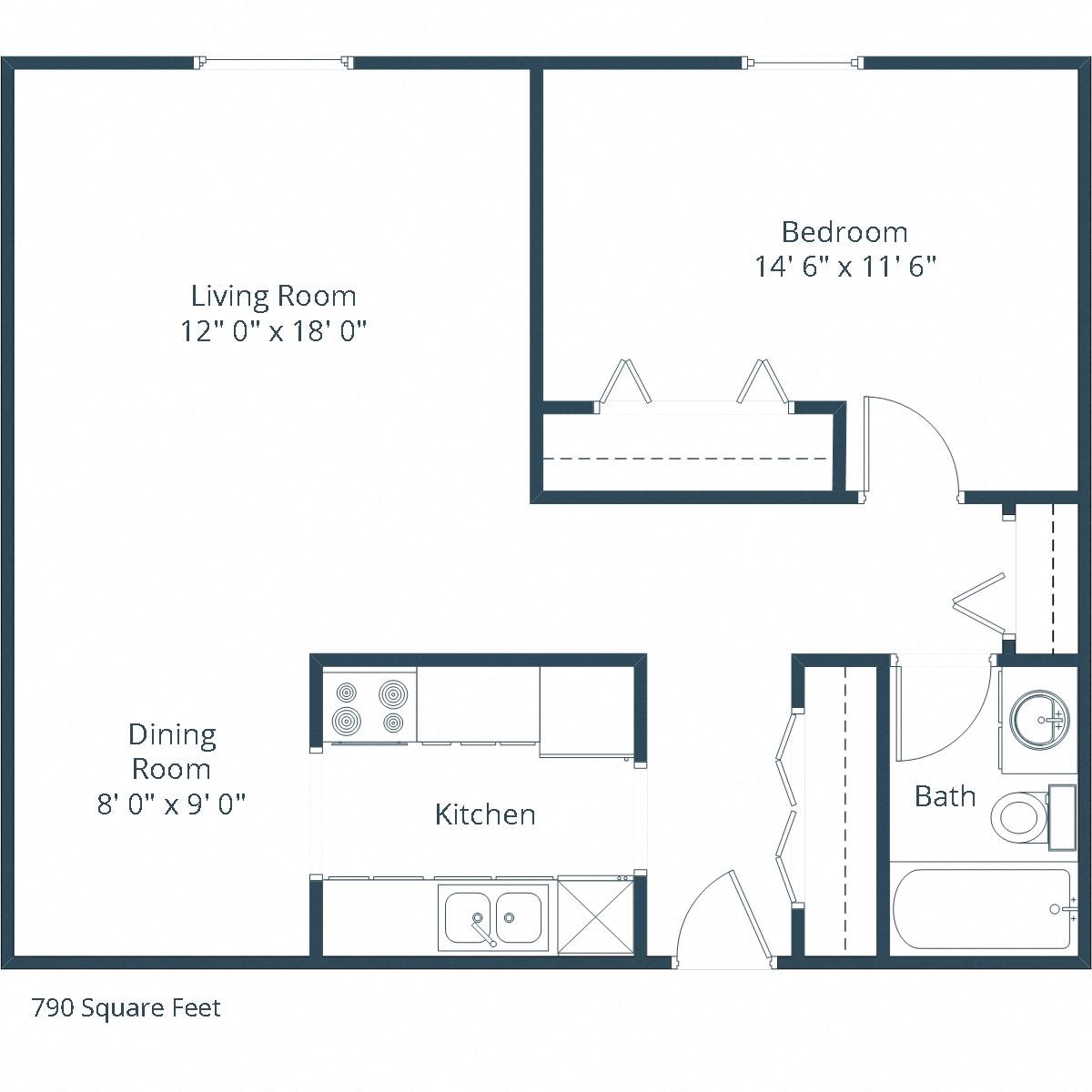 Hawn Apartments | One Bedroom Floor Plan Hawn Apartments | One Bedroom Floor Plan