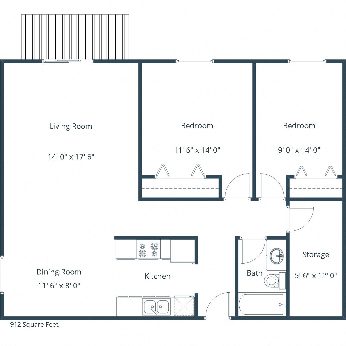 Hawn Apartments | Two Bedroom Floor Plan A Hawn Apartments | Two Bedroom Floor Plan A