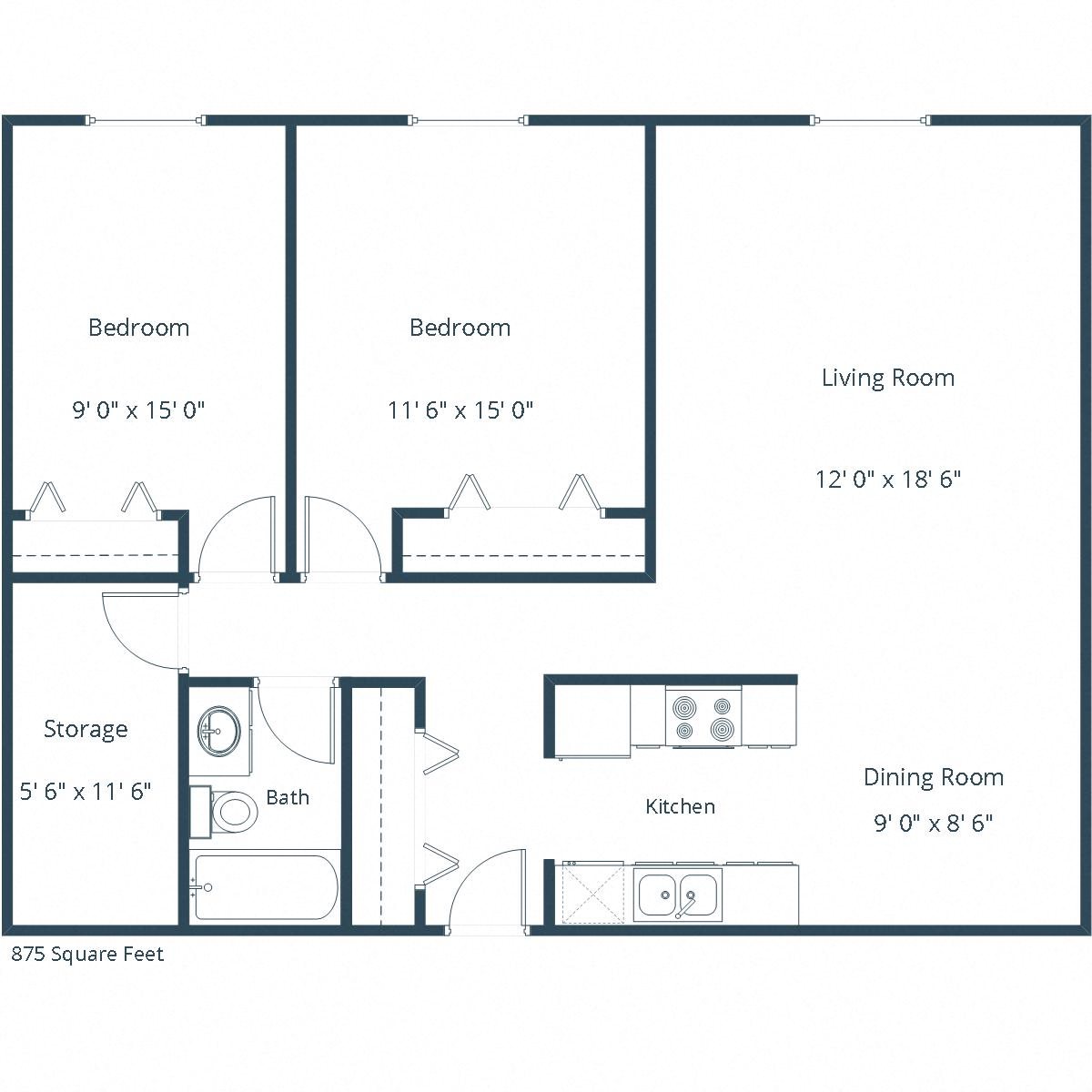 Martha Alice Apartments | Two Bedroom Floor Plan B Martha Alice Apartments | Two Bedroom Floor Plan B