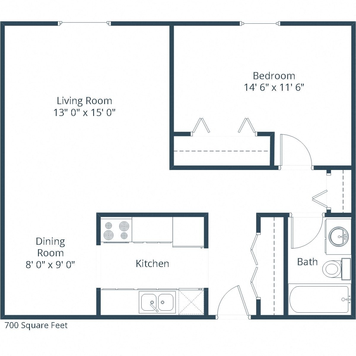 Woodland Apartments | One Bedroom Floor Plan Woodland Apartments | One Bedroom Floor Plan