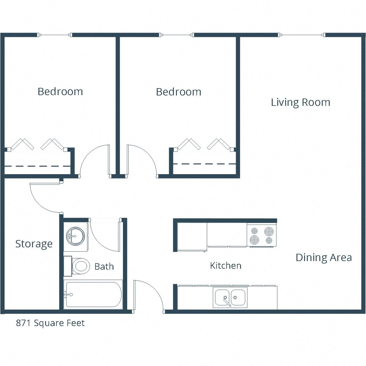 Woodland Apartments | Two Bedroom Floor Plan A Woodland Apartments | Two Bedroom Floor Plan A