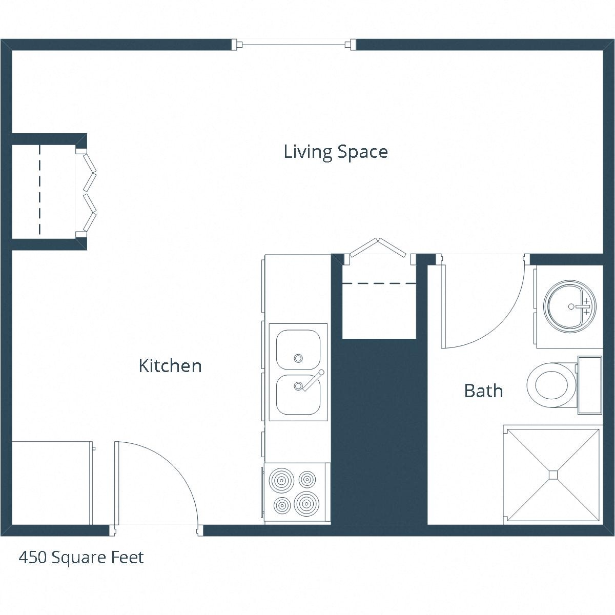 Brookfield Apartments | Efficiency Floor Plan Brookfield Apartments | Efficiency Floor Plan