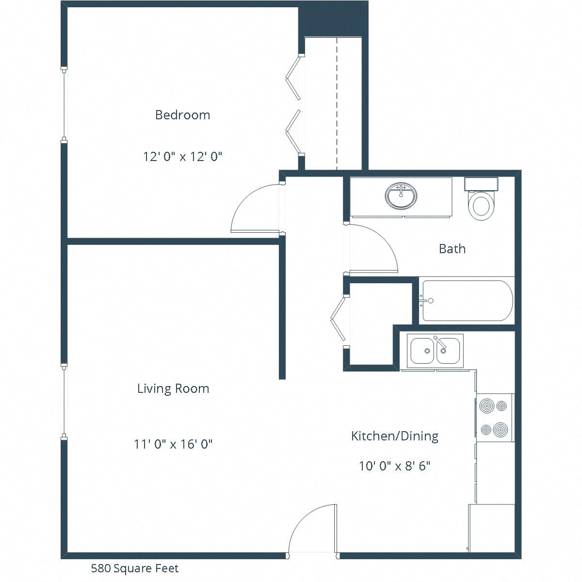Brookfield Apartments | One Bedroom Floor Plan Brookfield Apartments | One Bedroom Floor Plan