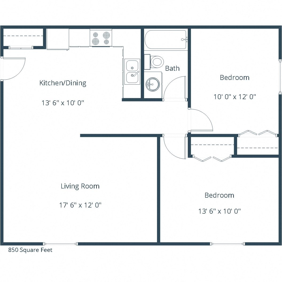 Brookfield Apartments | Two Bedroom Floor Plan Brookfield Apartments | Two Bedroom Floor Plan