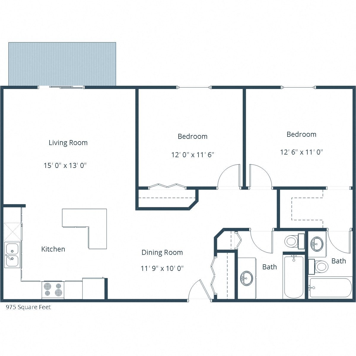 Sunwood Apartments | Two Bedroom Two Bath Floor Plan Sunwood Apartments | Two Bedroom Two Bath Floor Plan