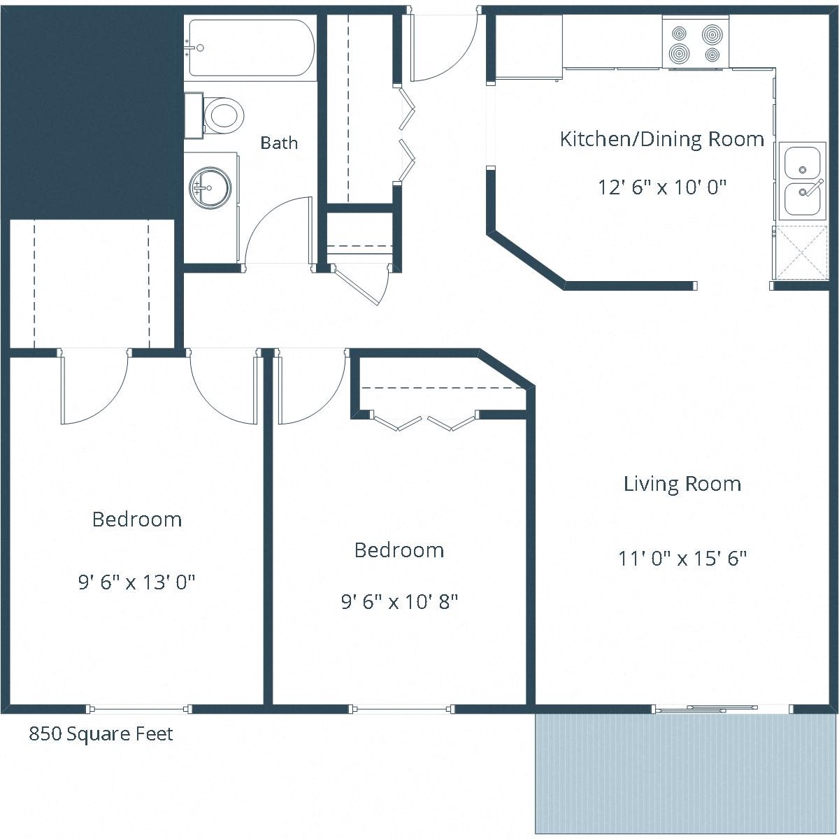 Westwood Estates Apartments | Two Bedroom Floor Plan A Westwood Estates Apartments | Two Bedroom Floor Plan A