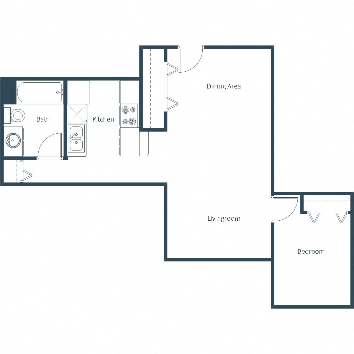 Deer Park Apartments | One Bedroom Floor Plan B Deer Park Apartments | One Bedroom Floor Plan B