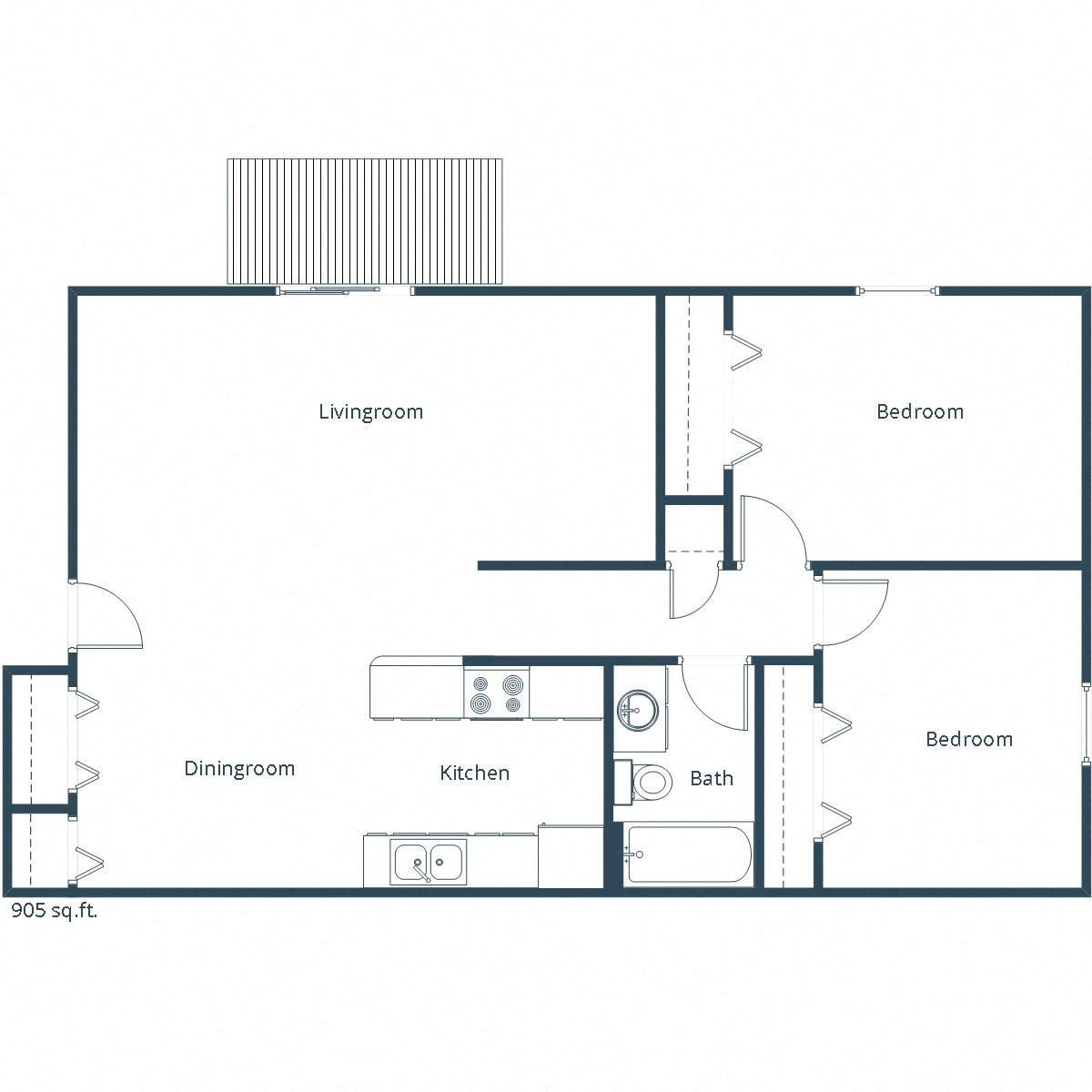 Deer Park Apartments | Two Bedroom Floor Plan D Deer Park Apartments | Two Bedroom Floor Plan D