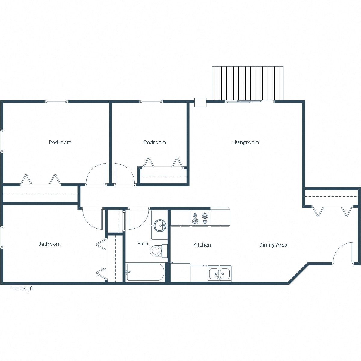 Deer Park Apartments | Three Bedroom Floor Plan Deer Park Apartments | Three Bedroom Floor Plan