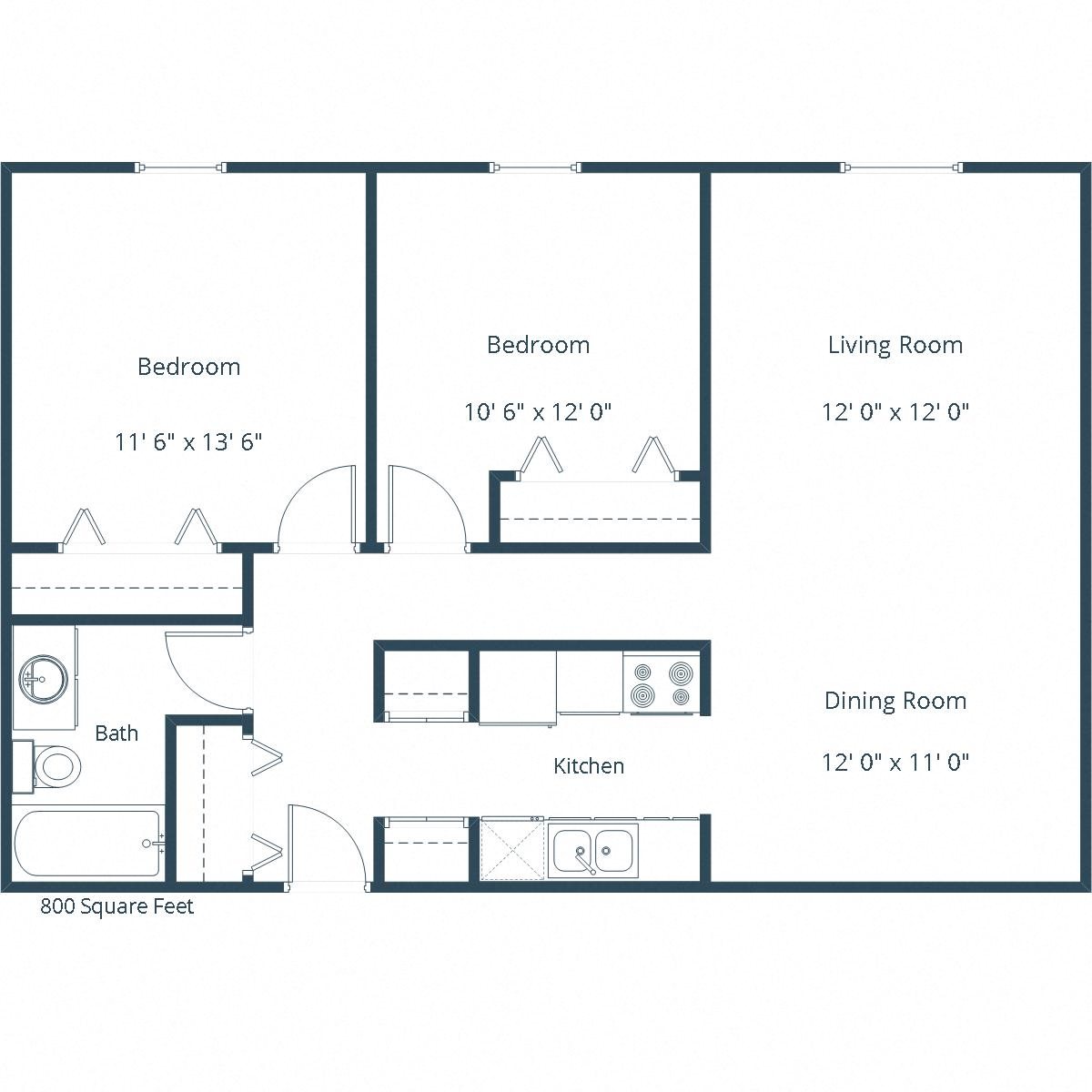 Echo Manor Apartments | Two Bedroom Floor Plan Echo Manor Apartments | Two Bedroom Floor Plan