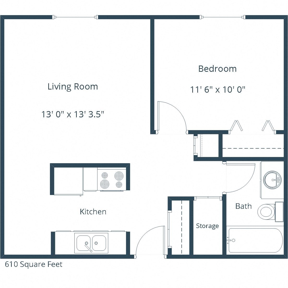 Pacific Park 1 Apartments | One Bedroom Floor Plan A Pacific Park 1 Apartments | One Bedroom Floor Plan A