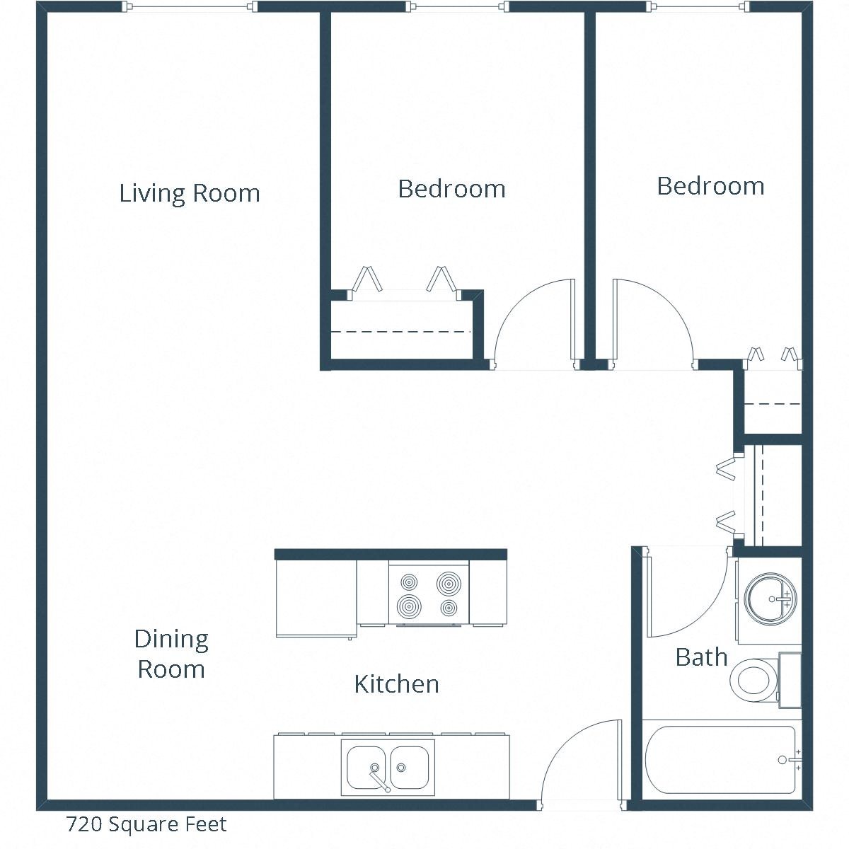 Pacific Park 1 Apartments | Two Bedroom Floor Plan B Pacific Park 1 Apartments | Two Bedroom Floor Plan B