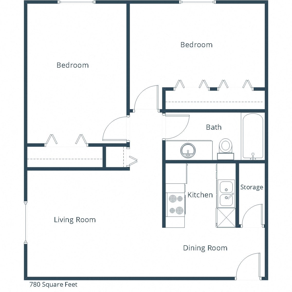 Pacific Park 2 Apartments | Two Bedroom Floor Plan D Pacific Park 2 Apartments | Two Bedroom Floor Plan D