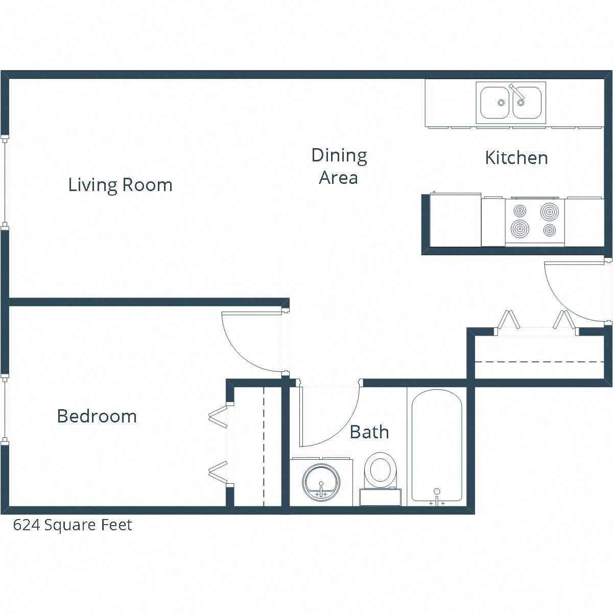 Pacific South Apartments | One Bedroom Floor Plan Pacific South Apartments | One Bedroom Floor Plan