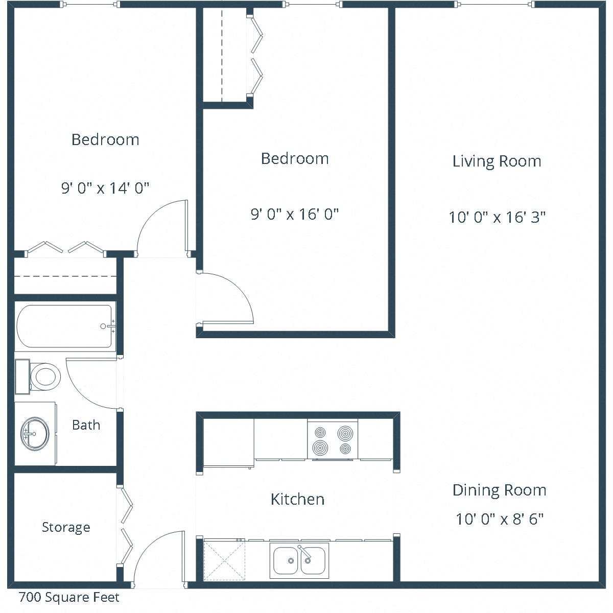 Patricia Ann Apartments | Two Bedroom Floor Plan Patricia Ann Apartments | Two Bedroom Floor Plan