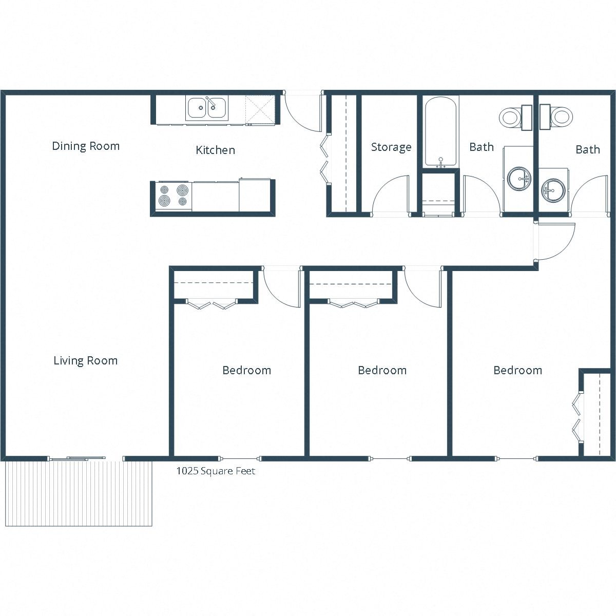 Patricia Ann Apartments | Three Bedroom Floor Plan Patricia Ann Apartments | Three Bedroom Floor Plan