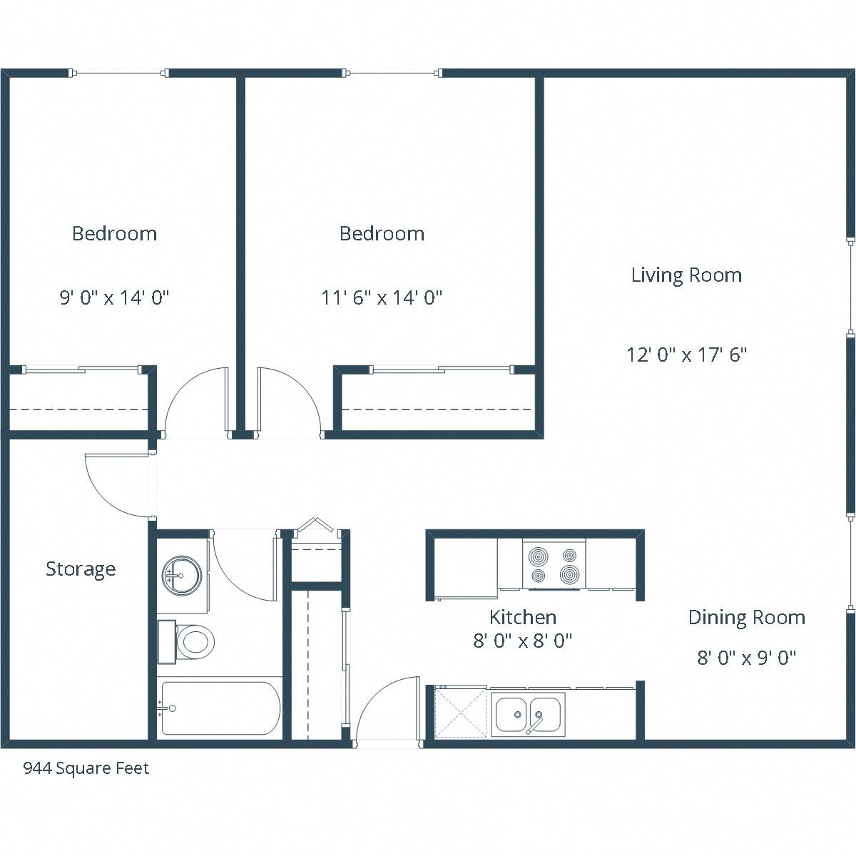 Country Club Apartments | Two Bedroom Floor Plan B Country Club Apartments | Two Bedroom Floor Plan B