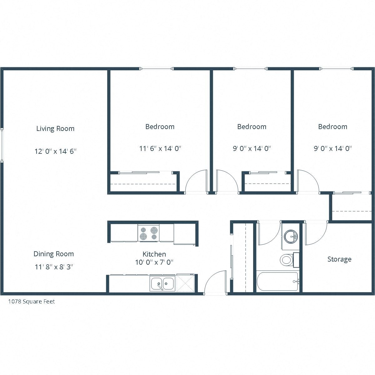 Country Club Apartments | Three Bedroom Floor Plan Country Club Apartments | Three Bedroom Floor Plan