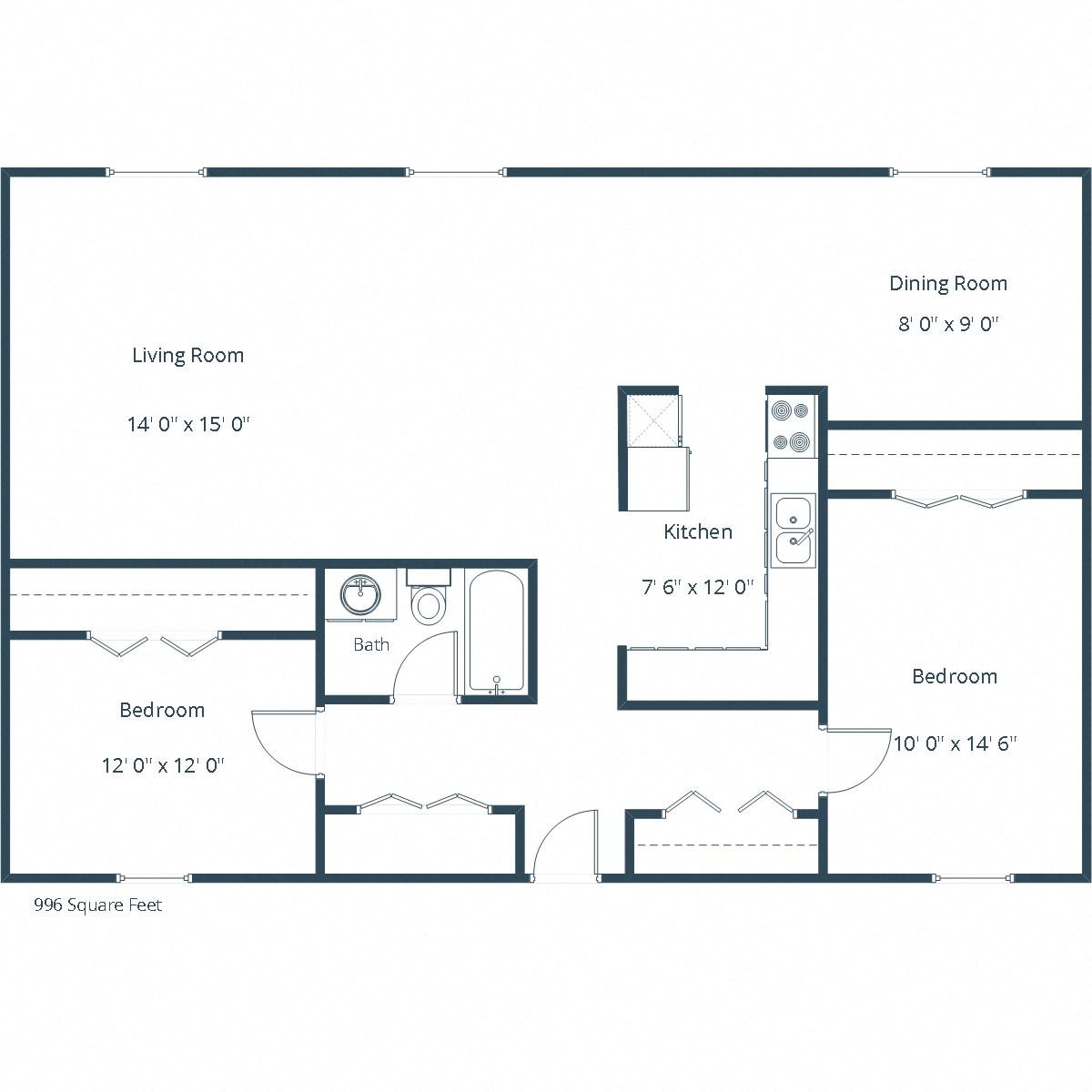 Huntington Apartments | Two Bedroom Floor Plan Huntington Apartments | Two Bedroom Floor Plan