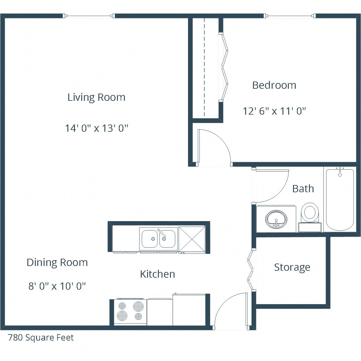 Long Island Apartments | One Bedroom Floor Plan A Long Island Apartments | One Bedroom Floor Plan A