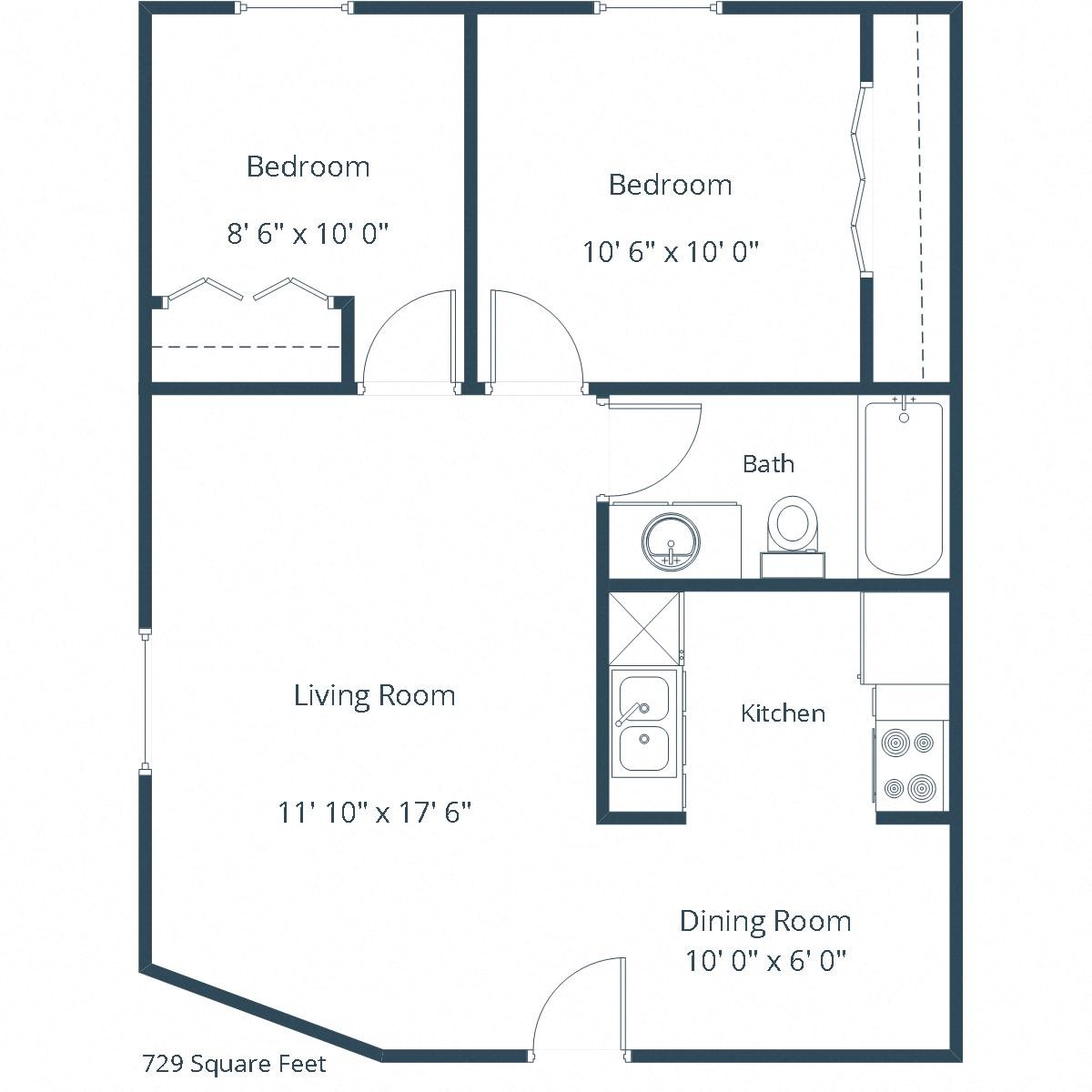 Summerfield Apartments | Two Bedroom Floor Plan Summerfield Apartments | Two Bedroom Floor Plan