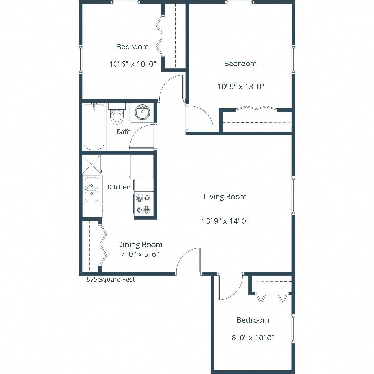 Summerfield Apartments | Three Bedroom Floor Plan Summerfield Apartments | Three Bedroom Floor Plan