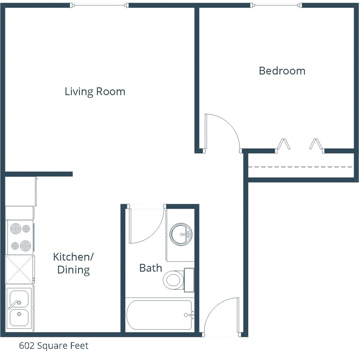 West Oak Apartments | One Bedroom Floor Plan B West Oak Apartments | One Bedroom Floor Plan B