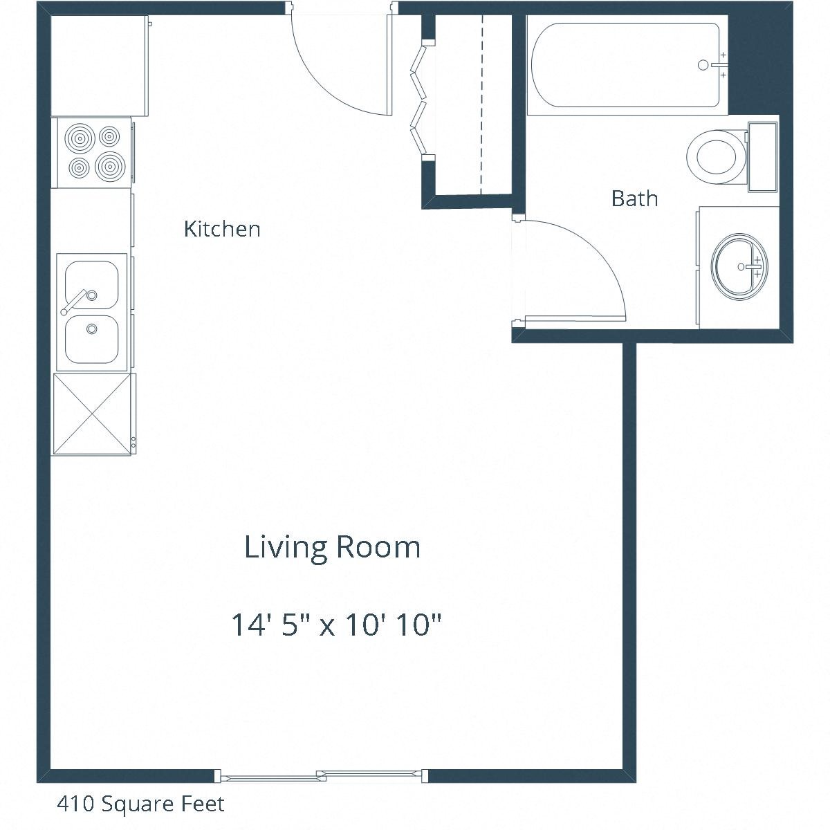 Autumn Ridge Apartments | Efficiency Floor Plan A Autumn Ridge Apartments | Efficiency Floor Plan A