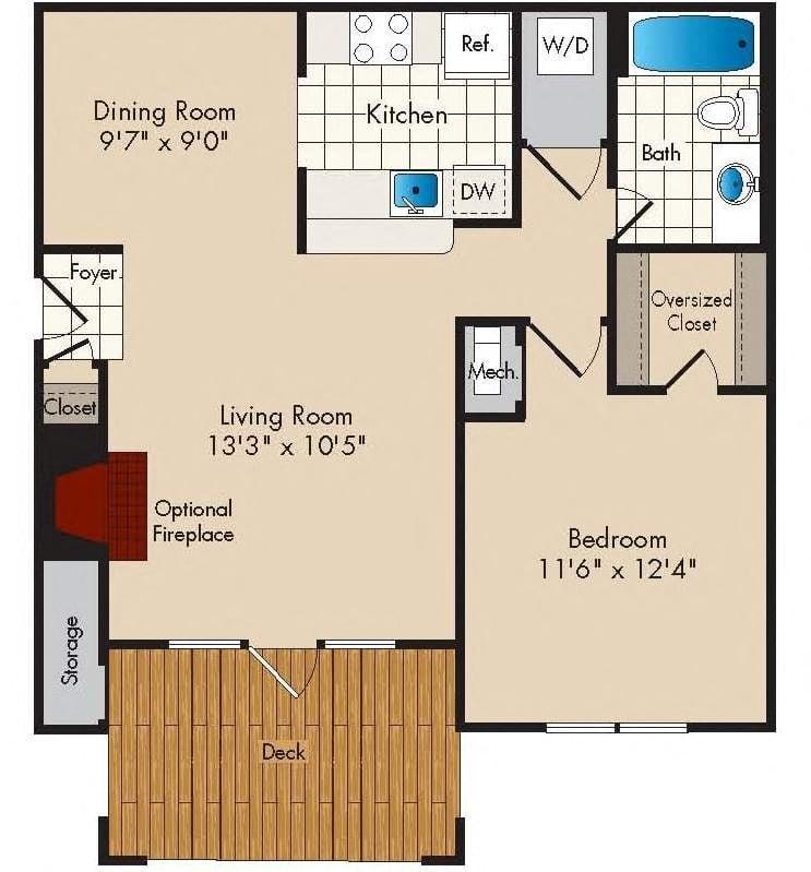 1 Bedroom/1 Bath - 723 square feet