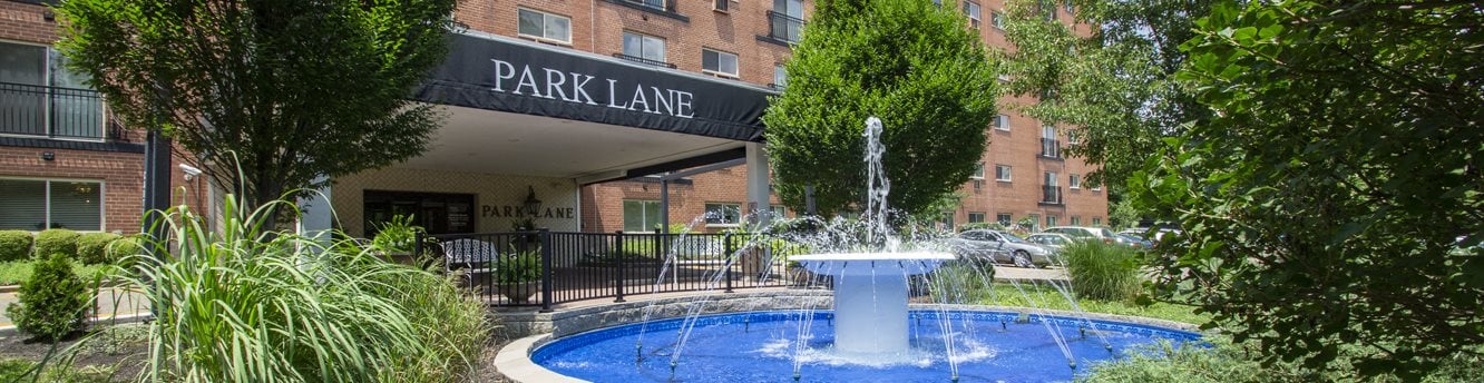 This is a photo of the fountain in front of the entrance to Park Lane Apartments in Cincinnati, Ohio.