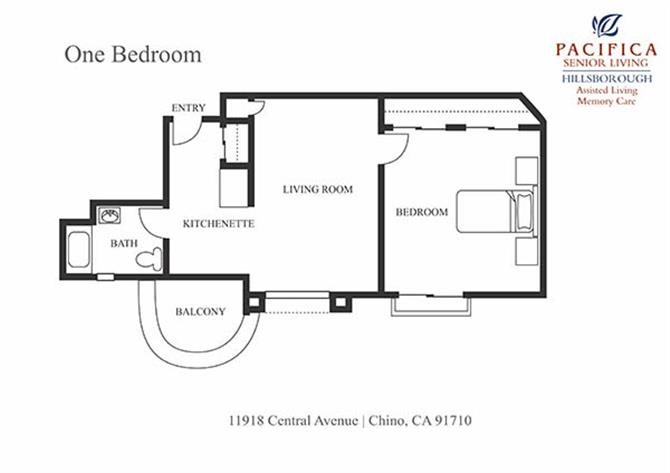 Private One Bedroom Floor Plan One Bedroom Floor Plan at Pacifica Senior Living Hillsborough, Chino