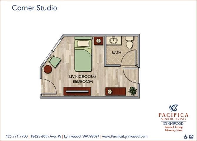 CORNER SUITE FloorPlan CORNER SUITE FloorPlan at Pacifica Senior Living Lynnwood, Lynnwood