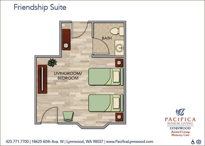 FRIENDSHIP SUITE FloorPlan FRIENDSHIP SUITE FloorPlan at Pacifica Senior Living Lynnwood, Washington