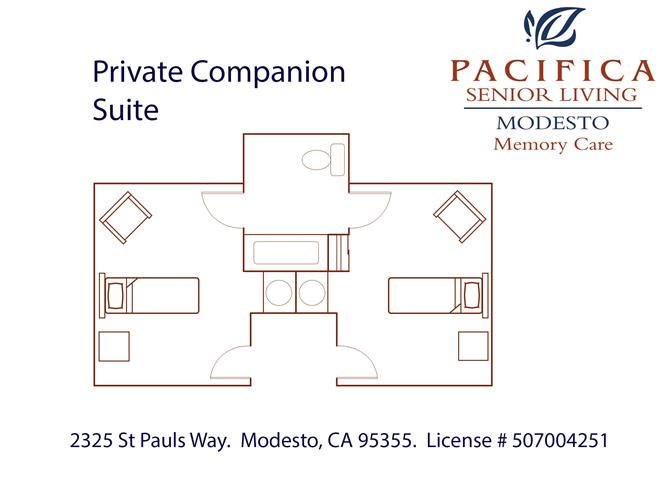 Private Companion Suite Floor Plan Private Companion Suite Floor Plan at Pacifica Senior Living Modesto, California, 95355
