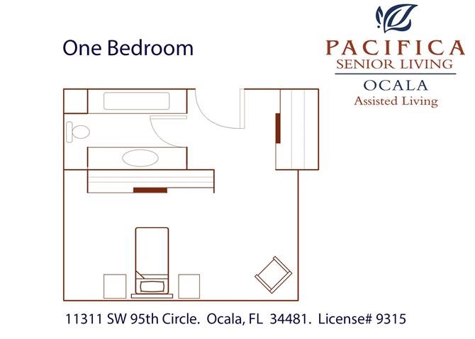 Private One Bedroom Floor Plan One Bedroom Assisted Living Floor Plan at Pacifica Senior Living Ocala, Florida